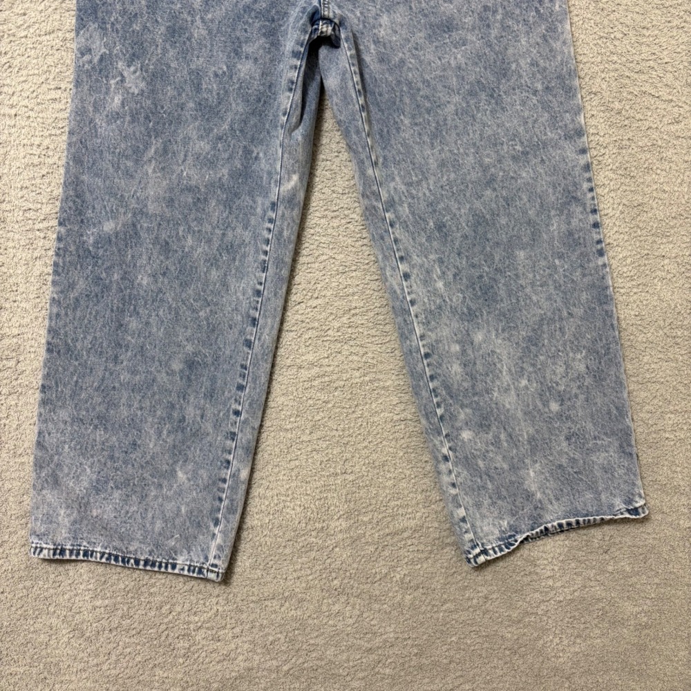 Wide Leg Comfortable Jeans Elastic Waist High Rise Acid Wash Blue Size 14 - Picture 4 of 12